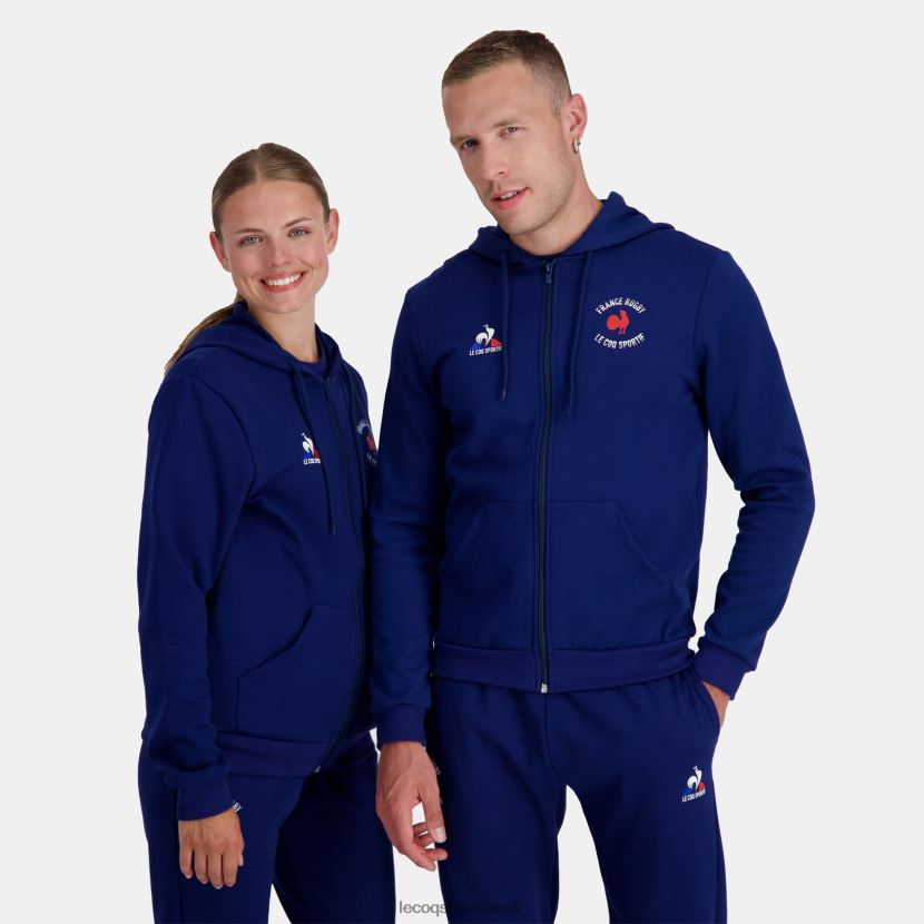 ee Le Coq Sportif Riietus mehed kapuutsiga tõmblukuga dressipluus - Prantsusmaa ragbi sinine sinine TT862D28