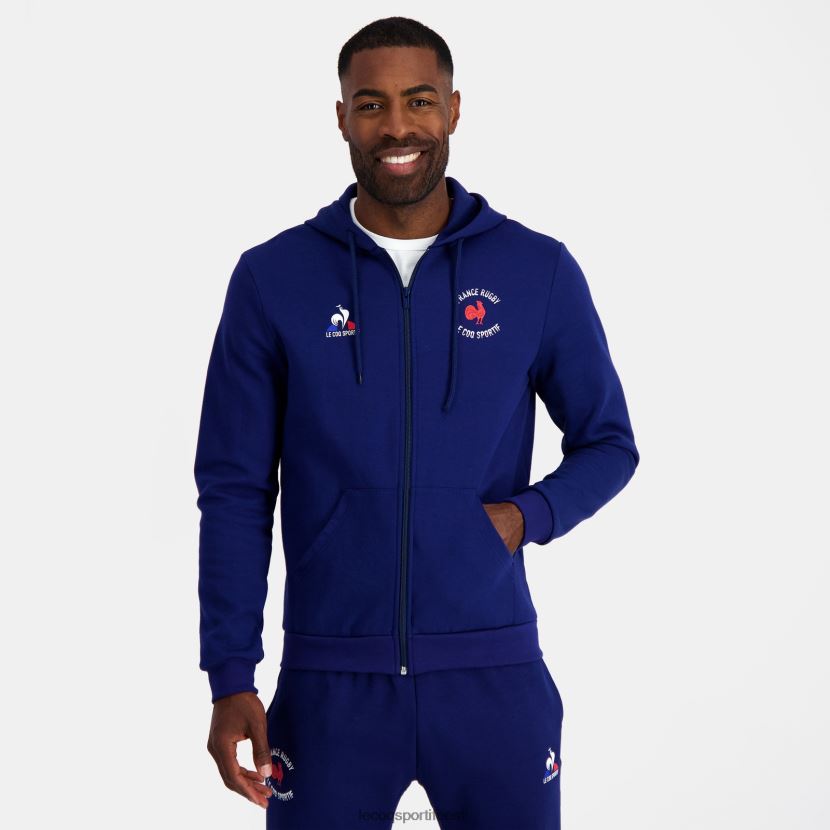 ee Le Coq Sportif Riietus mehed kapuutsiga tõmblukuga dressipluus - Prantsusmaa ragbi sinine sinine TT862D28