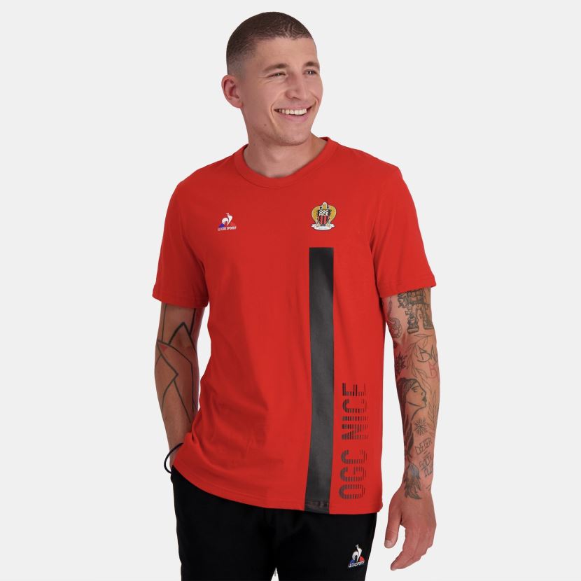 ee Le Coq Sportif Riietus mehed moodne t-särk punane punane TT862D150
